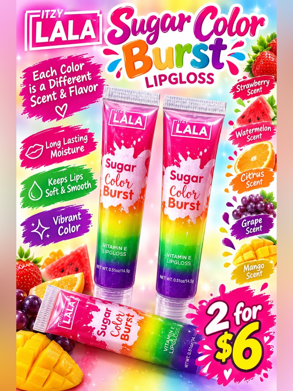 Sugar Color Burst Vitamin E Lipgloss - 2/$6